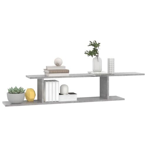 Væghængt tv-hylde 125x18x23 cm konstrueret træ betongrå