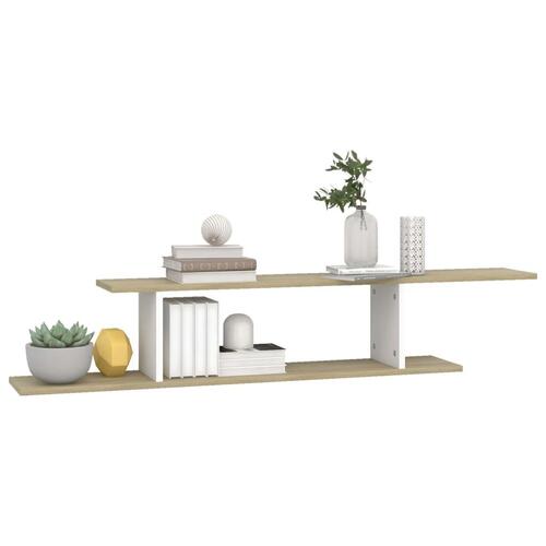 Væghængt tv-hylde 125x18x23 cm konstrueret træ hvid sonoma-eg