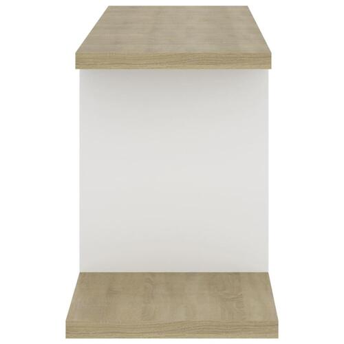 Væghængt tv-hylde 125x18x23 cm konstrueret træ hvid sonoma-eg