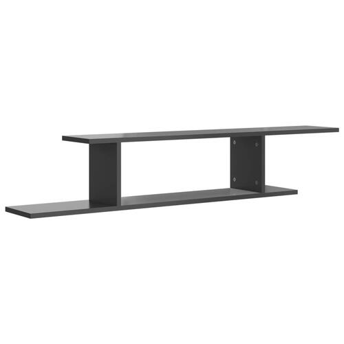 Væghængt tv-hylde 125x18x23 cm konstrueret træ grå højglans
