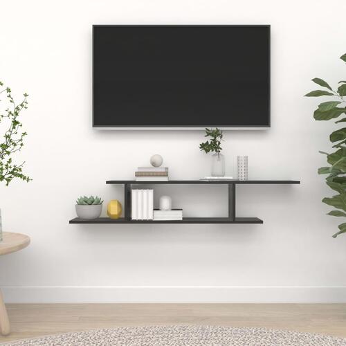 Væghængt tv-hylde 125x18x23 cm konstrueret træ sort