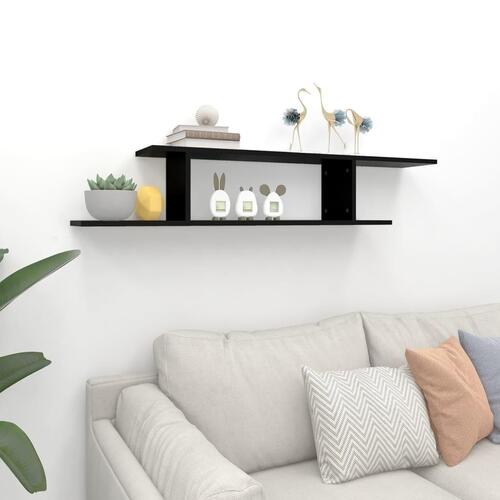 Væghængt tv-hylde 125x18x23 cm konstrueret træ sort