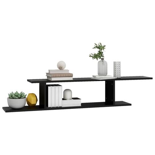 Væghængt tv-hylde 125x18x23 cm konstrueret træ sort