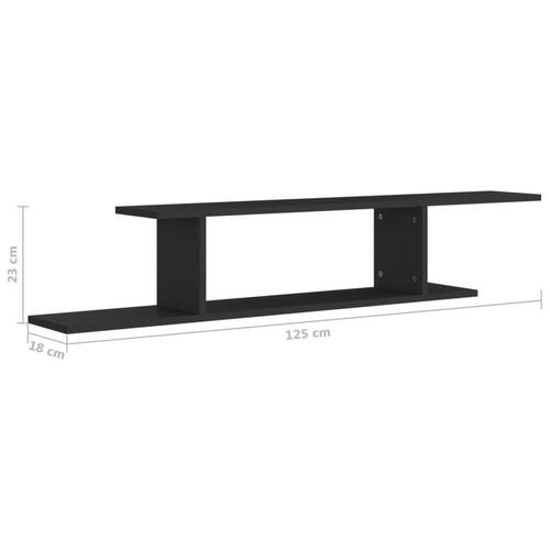 Væghængt tv-hylde 125x18x23 cm konstrueret træ sort