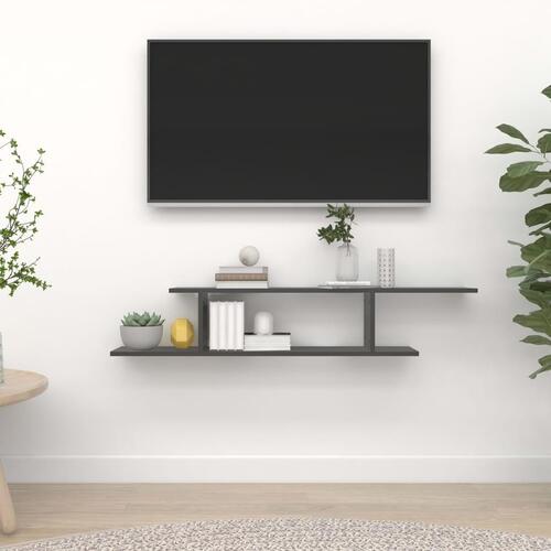Væghængt tv-hylde 125x18x23 cm konstrueret træ grå