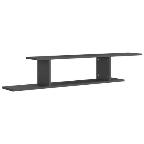 Væghængt tv-hylde 125x18x23 cm konstrueret træ grå