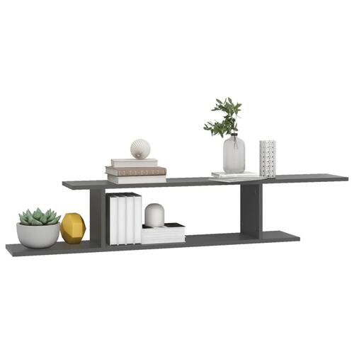 Væghængt tv-hylde 125x18x23 cm konstrueret træ grå