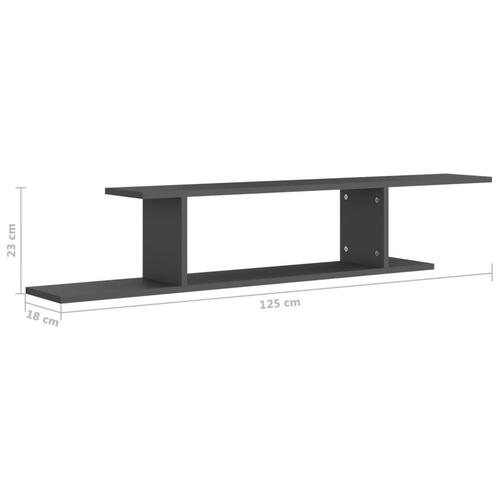 Væghængt tv-hylde 125x18x23 cm konstrueret træ grå