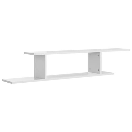 Væghængt tv-hylde 125x18x23 cm konstrueret træ hvid højglans