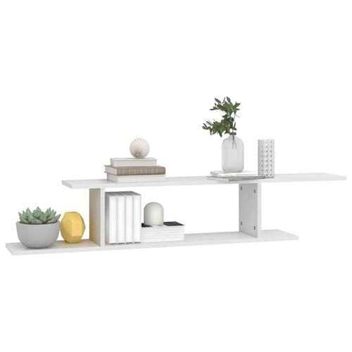 Væghængt tv-hylde 125x18x23 cm konstrueret træ hvid højglans