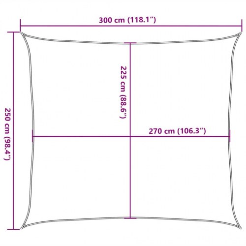 Solsejl 2,5 × 3 m - HDPE 160 g/m², rød, rektangulært