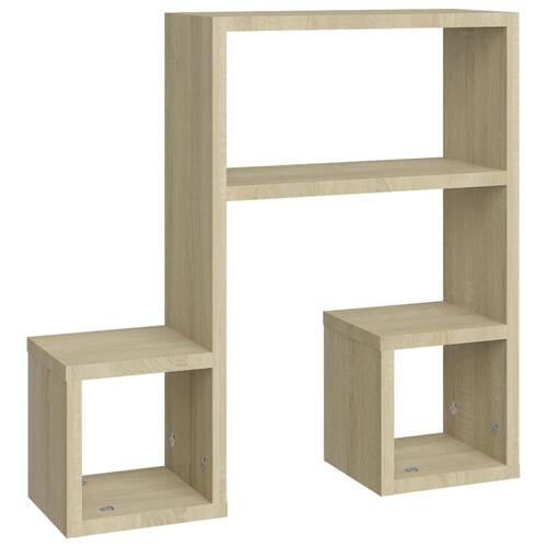 Væghængte hylder 2 stk. 50x15x50 cm konstrueret træ sonoma-eg