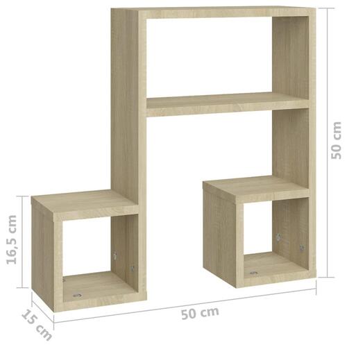 Væghængte hylder 2 stk. 50x15x50 cm konstrueret træ sonoma-eg