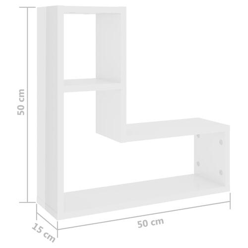 Væghylder 2 stk. 50x15x50 cm spånplade hvid højglans
