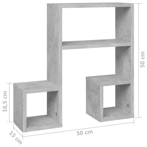 Væghylder 2 stk. 50x15x50 cm konstrueret træ betongrå
