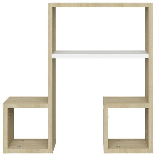 Væghylder 2 stk. 50x15x50 cm spånplade hvid og sonoma-eg
