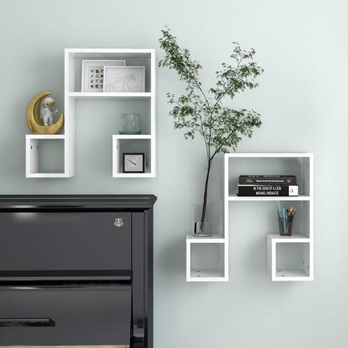 Væghylder 2 stk. 50x15x50 cm spånplade hvid højglans