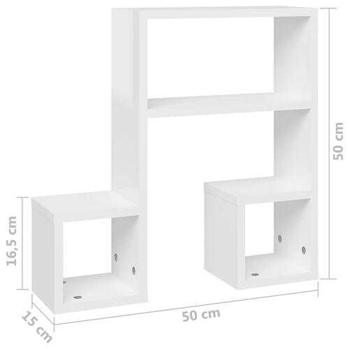 Væghylder 2 stk. 50x15x50 cm spånplade hvid højglans