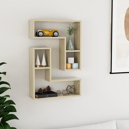 Væghylder 2 stk. 50x15x50 cm spånplade sonoma-eg