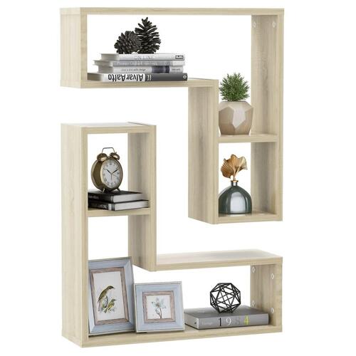 Væghylder 2 stk. 50x15x50 cm spånplade sonoma-eg