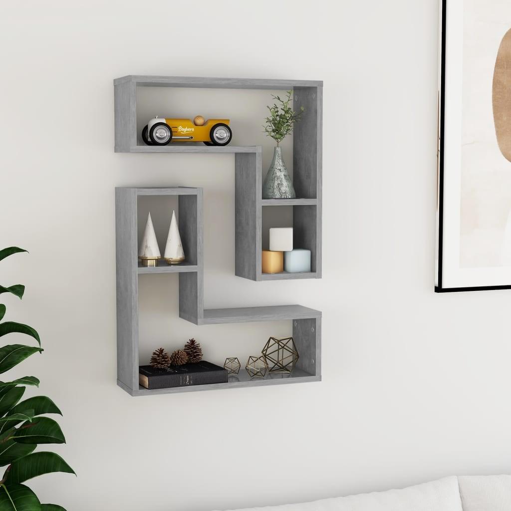 Væghylder 2 stk. 50x15x50 cm spånplade betongrå
