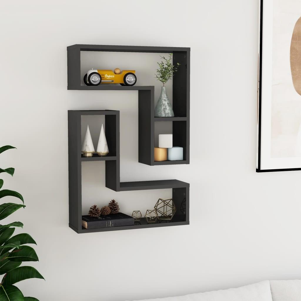 Væghylder 2 stk. 50x15x50 cm spånplade grå højglans