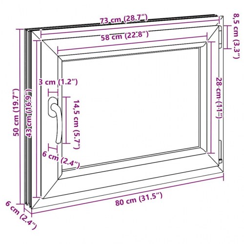 Kældervindue "RISOR" 80x50 cm dreje-kip DIN højre antracit