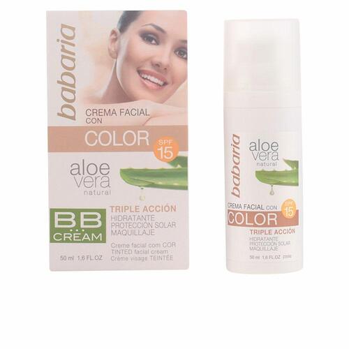 Fugtighedscreme med Farve Babaria 1004-26123 Aloe Vera Spf 15 (50 ml)