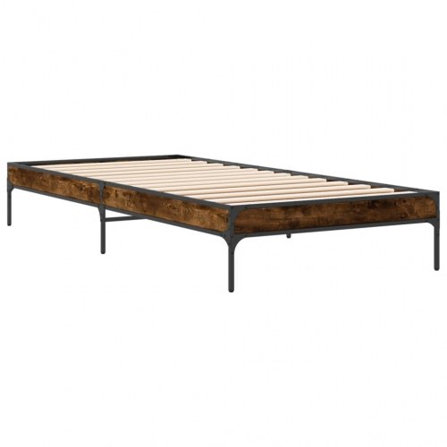 Sengeramme 75x190 cm konstrueret træ og metal røget eg