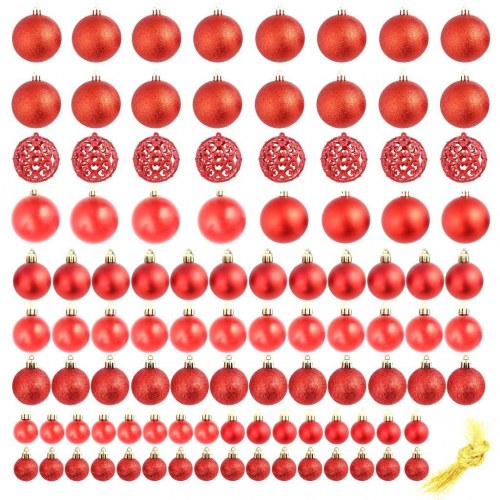 Julekuglesæt 100 stk. - 3/4/6 cm - rød