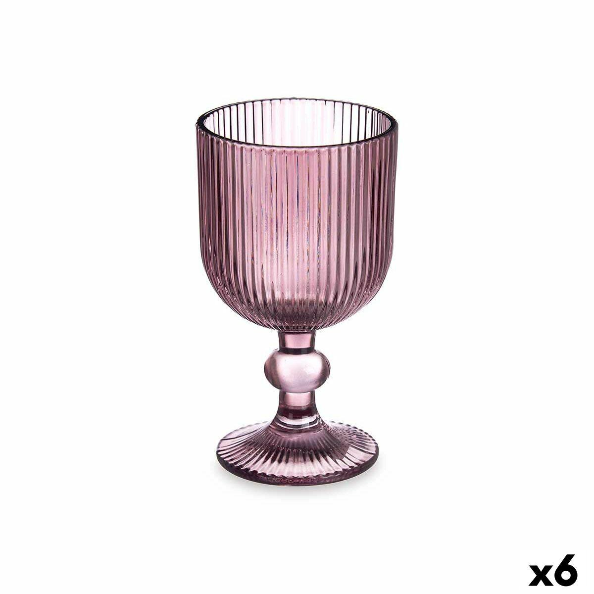 Vivalto Vinglas 260 ml - Pink, stribet design (6 stk.)