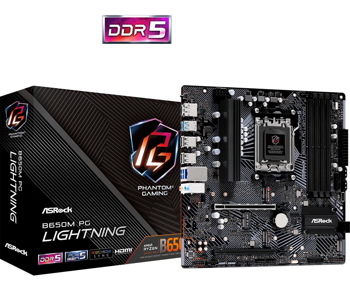 Bundkort ASRock B650M PG Lightning micro ATX AM5 DDR5
