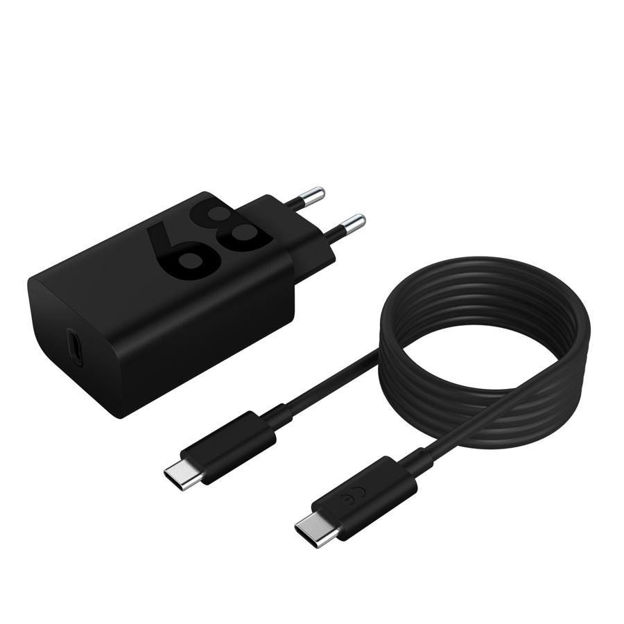 USB-C oplader 68 W - Lenovo med EU-stik + USB-C til USB-C kabel (sort)