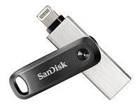 USB stik SanDisk iXpand Go 64 GB - USB 3.0 og Lightning, sort/sølv