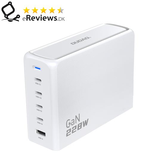Oplader med GaN 228 W – Dudao A228EU, 4x USB?C + 1x USB?A, hvid billede