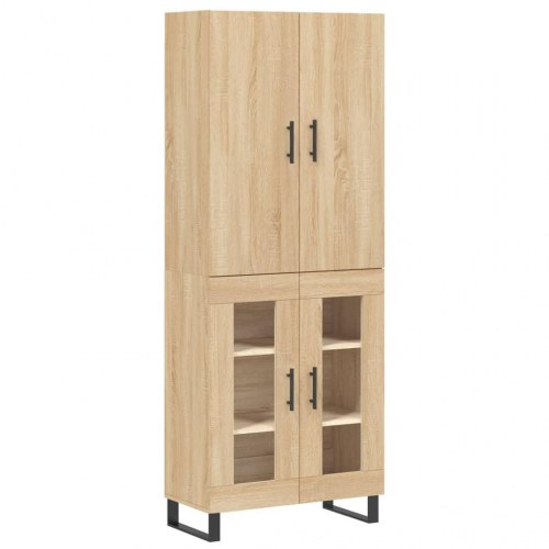 Højskab med glaslåger 69,5 x 34 x 180 cm i sonoma-eg
