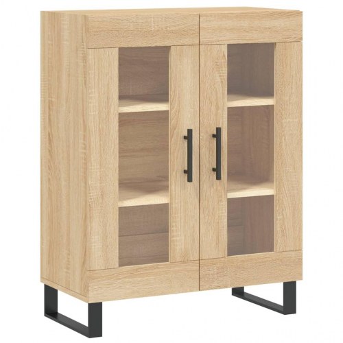 Højskab med glaslåger 69,5 x 34 x 180 cm i sonoma-eg