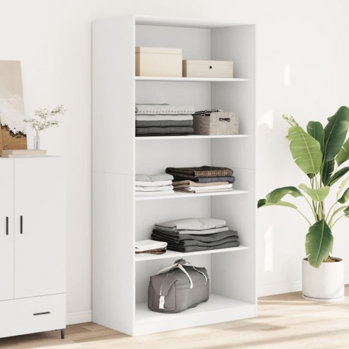 Klædeskab 100×50×200 cm - konstrueret træ, hvid