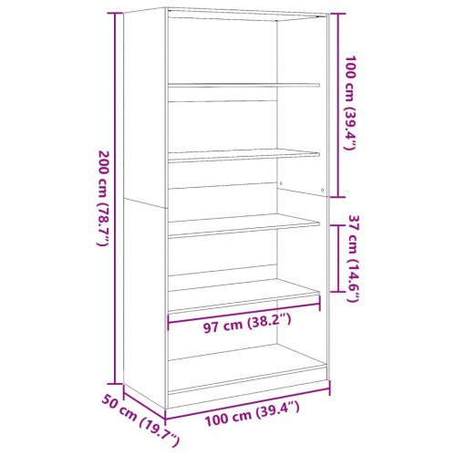 Klædeskab 100×50×200 cm - konstrueret træ, hvid