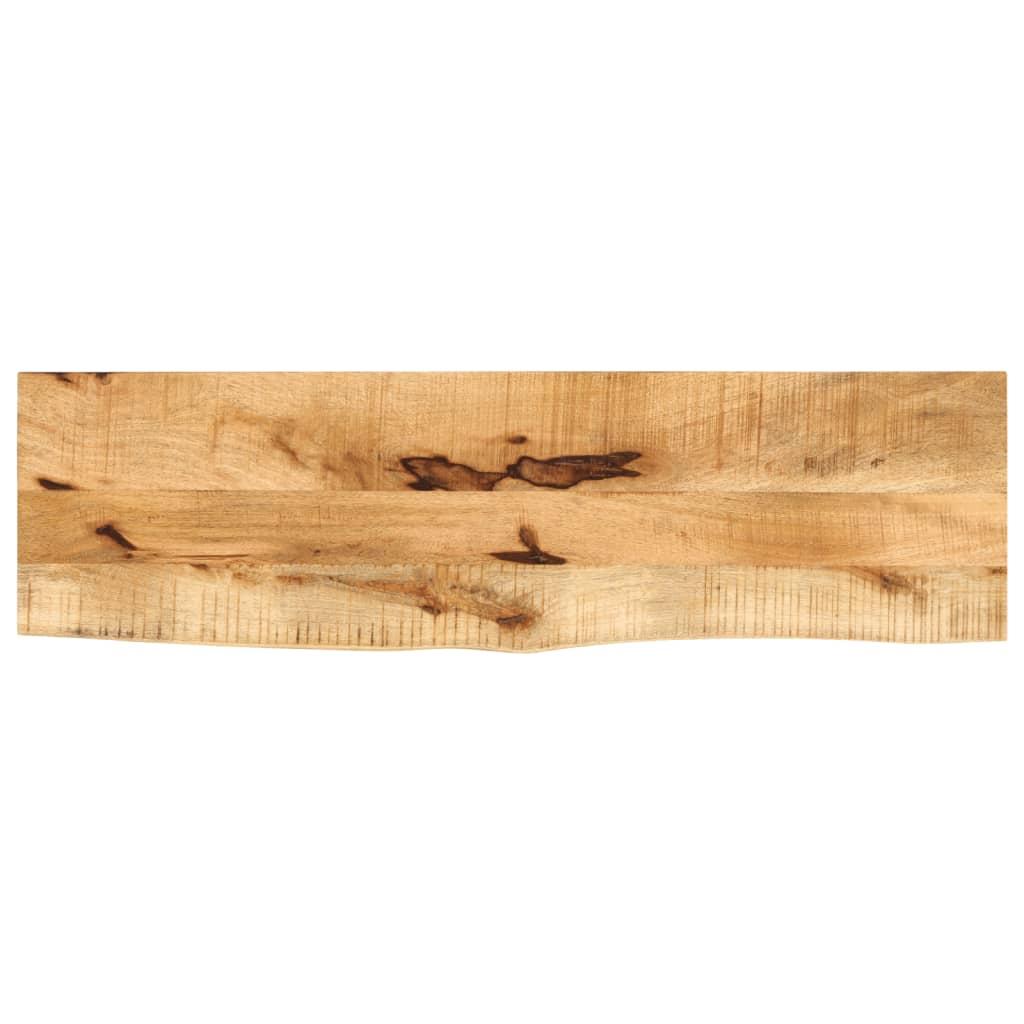 Bordplade i massivt ru mangotræ 120 x 20 x 3,8 cm med naturlig kant