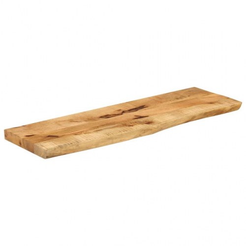 Bordplade i massivt mangotræ med naturlig kant - 120 x 20 x 3,8 cm