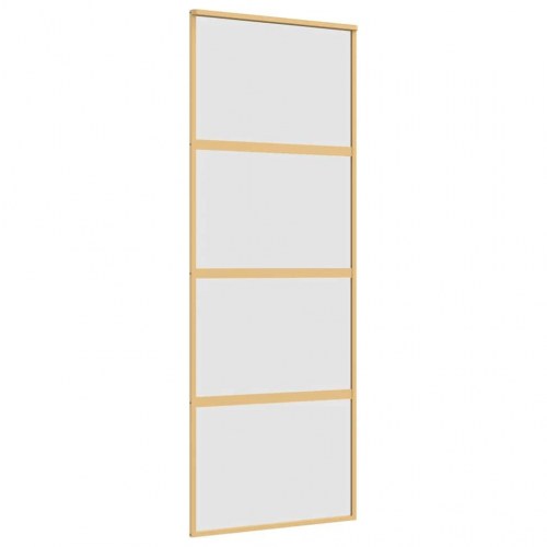 Skydedør 76x205 cm matteret sikkerhedsglas og aluminium gylden