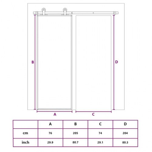 Skydedør 76x205 cm matteret sikkerhedsglas og aluminium gylden