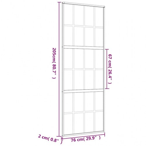 Skydedør 76×205 cm - matteret sikkerhedsglas og aluminium, gylden