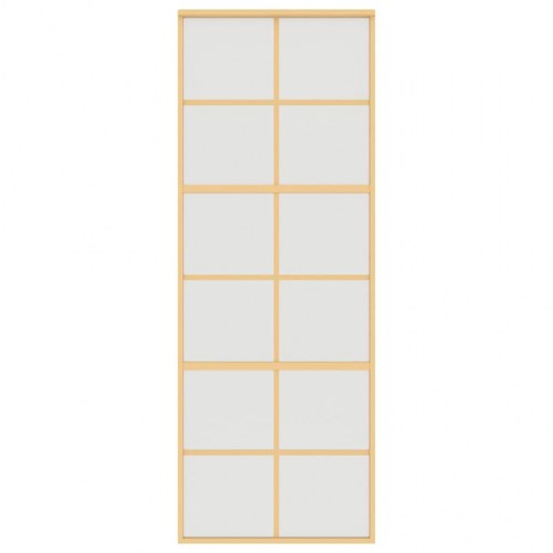 Skydedør 76×205 cm - matteret sikkerhedsglas og aluminium, gylden