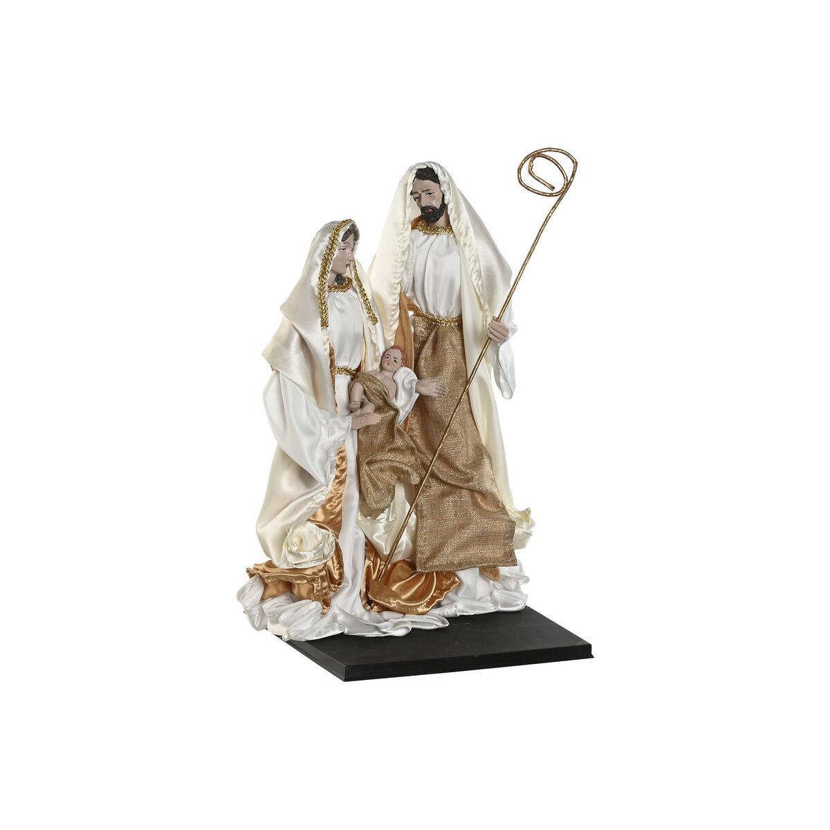 Betlehem dekoration - hvid/guldfarvet krybbespil 27 × 24 × 40 cm billede