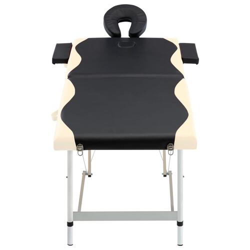 Sammenfoldeligt massagebord aluminiumsstel 2 zoner sort beige