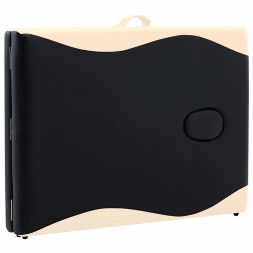 Sammenfoldeligt massagebord aluminiumsstel 2 zoner sort beige