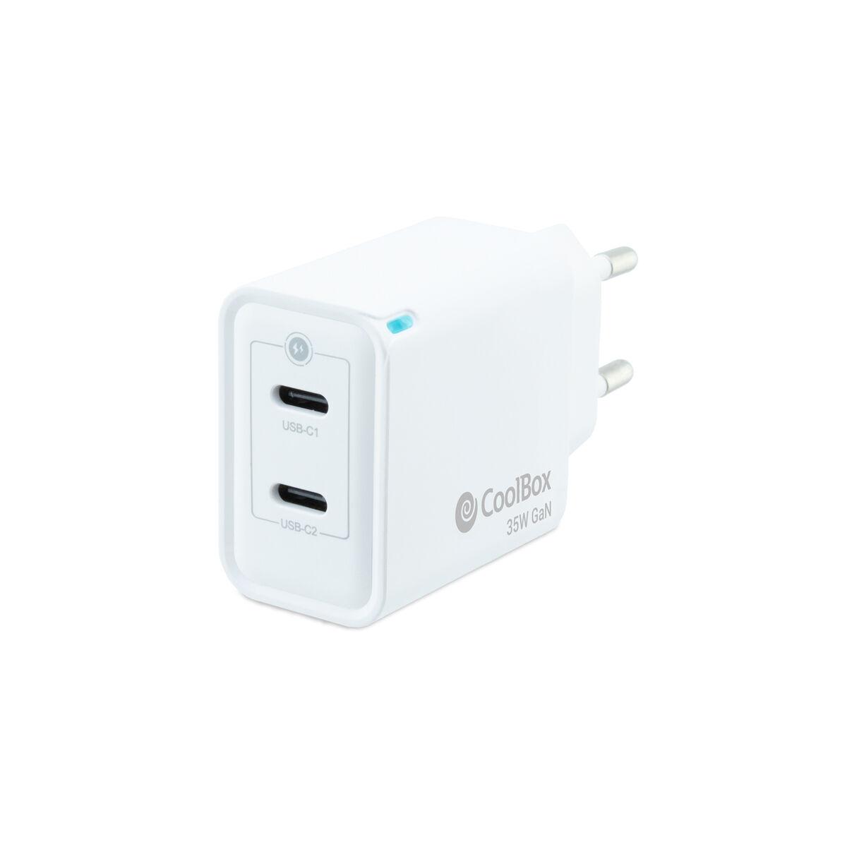 CoolBox COO-CUP-35CC vægoplader 35 W - hvid, 2× USB-C GaN billede