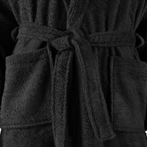 Frottebadekåbe unisex 100 % bomuld sort XL